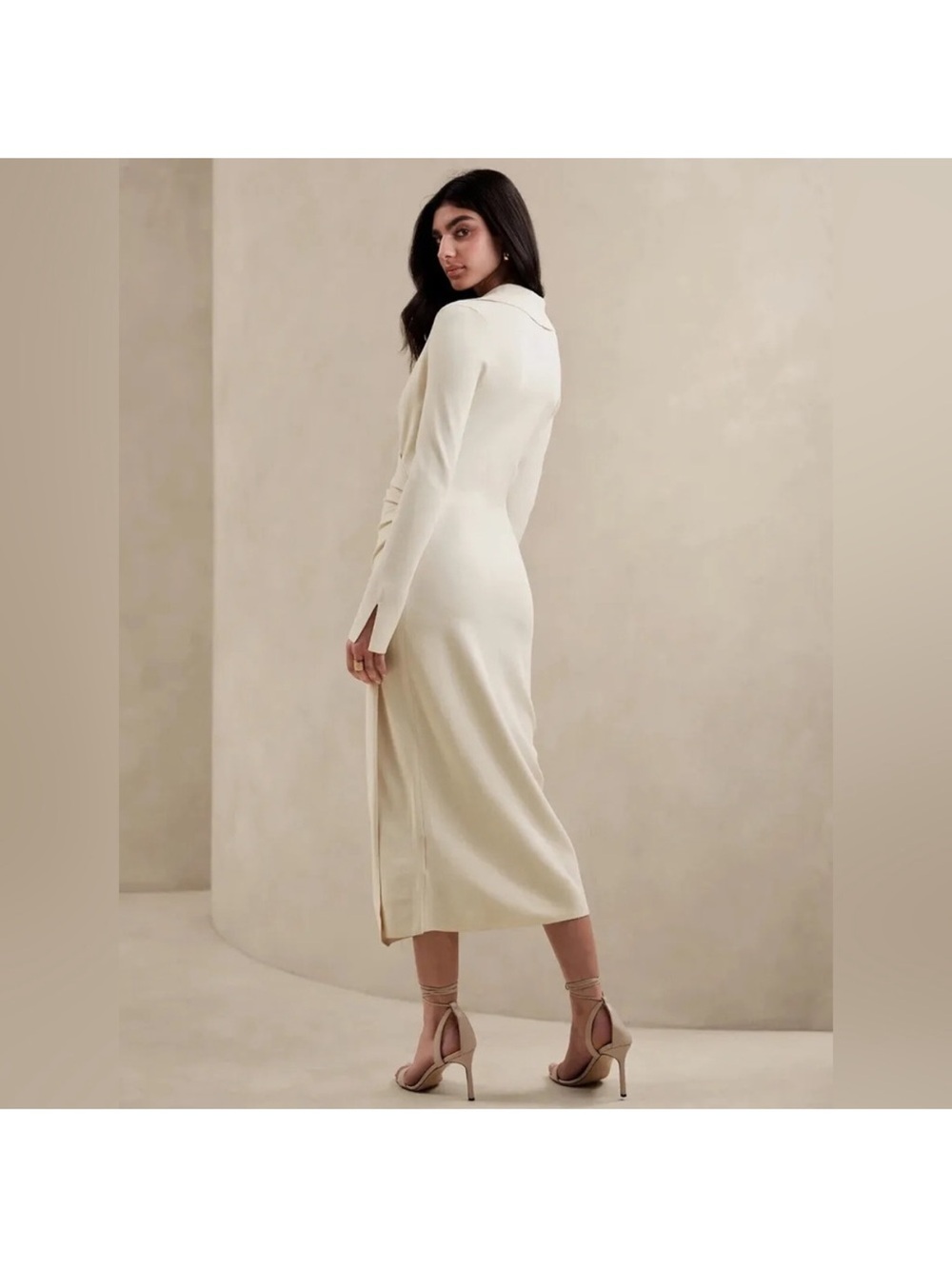 Banana Republic Cream Wrap Sweater Dress - Picture 3 of 9